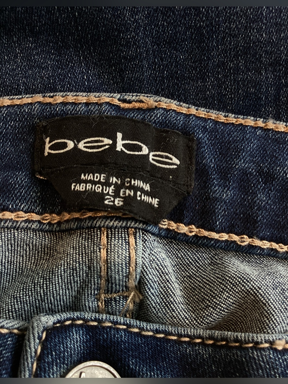 Bebe Textured Velvet Side Stripe Jeans Dolce Vita Skinny New 26 Dark Blue - Picture 11 of 14
